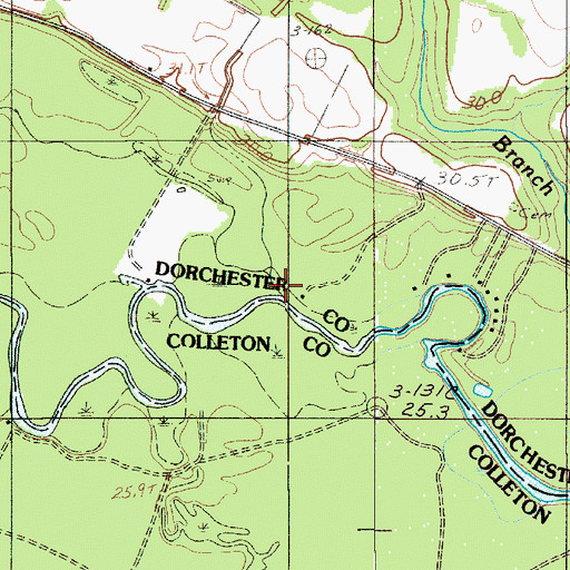 Topographic Map of Bush Branch, SC