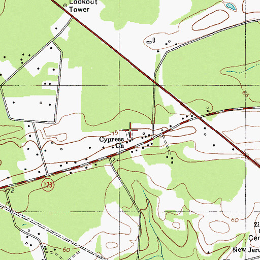 Topographic Map of Cypress Cemetery, SC