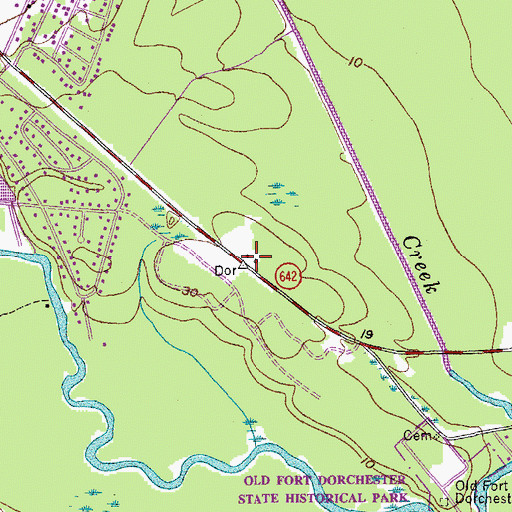 Topographic Map of Dorchester Congregational Church Ruins, SC