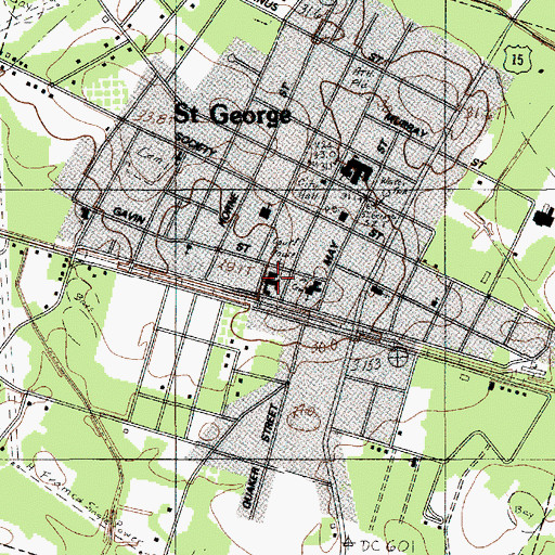 Topographic Map of Dorchester County Courthouse, SC