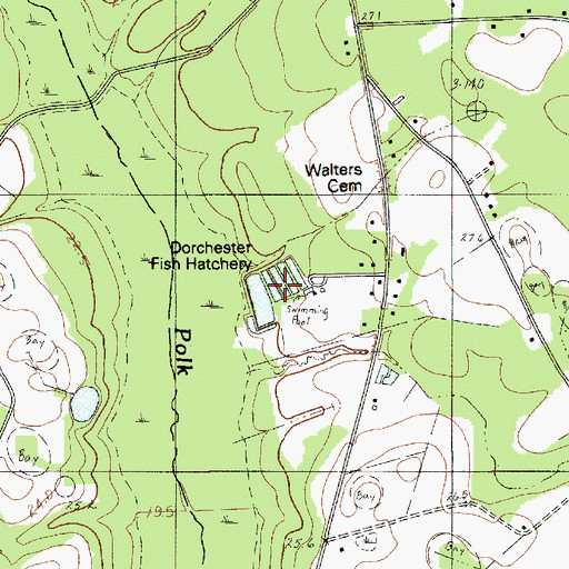 Topographic Map of Dorchester Fish Hatchery, SC