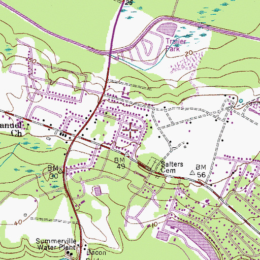 Topographic Map of Dorchester Estates, SC