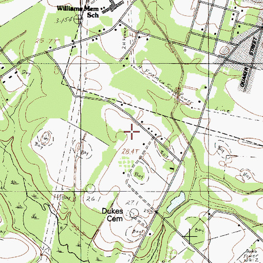 Topographic Map of Dukes Cemetery, SC