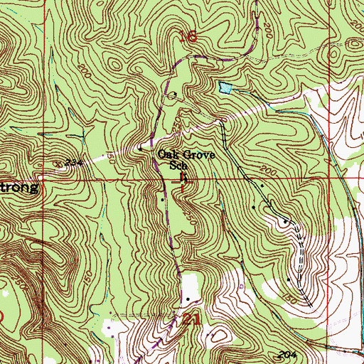 Topographic Map of Oak Grove School (historical), AL