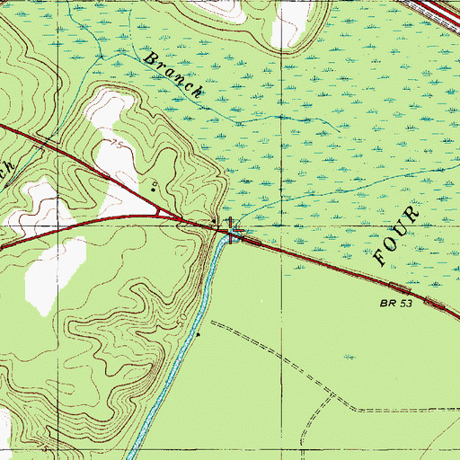 Topographic Map of Four Hole Bridge, SC