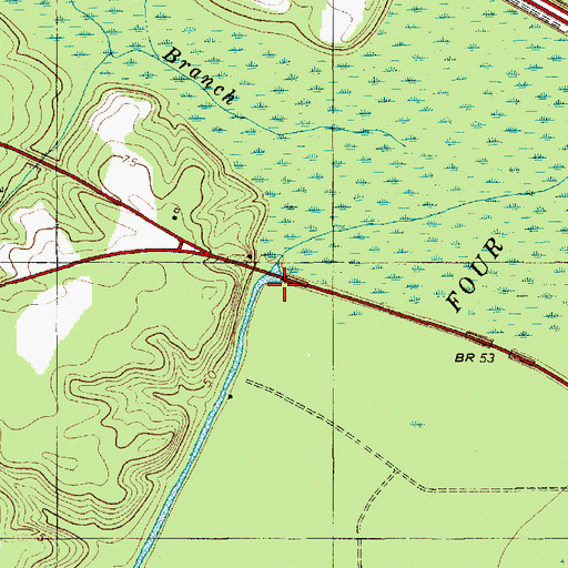 Topographic Map of Four Hole Bridge Revolutionary Post, SC