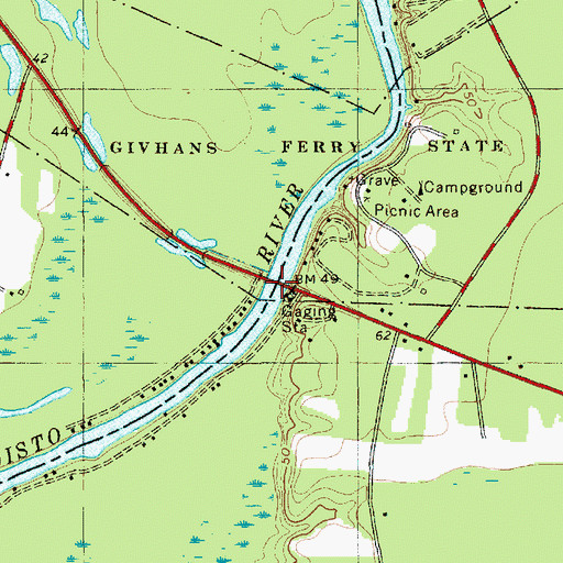 Topographic Map of Givhans Bridge, SC
