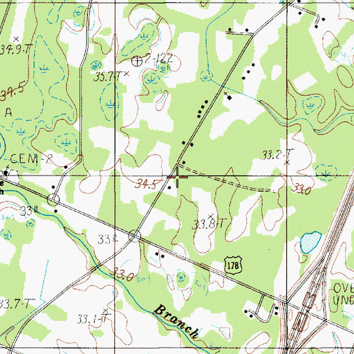 Topographic Map of Hill Branch School (historical), SC