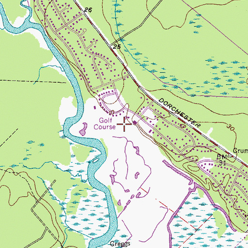 Topographic Map of Kings Grant Golf Club, SC