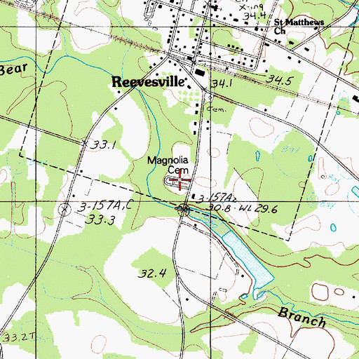 Topographic Map of Magnolia Cemetery, SC