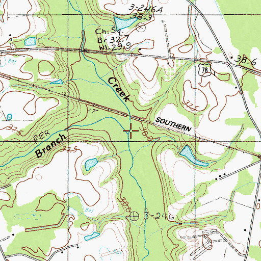 Topographic Map of Mill Branch, SC