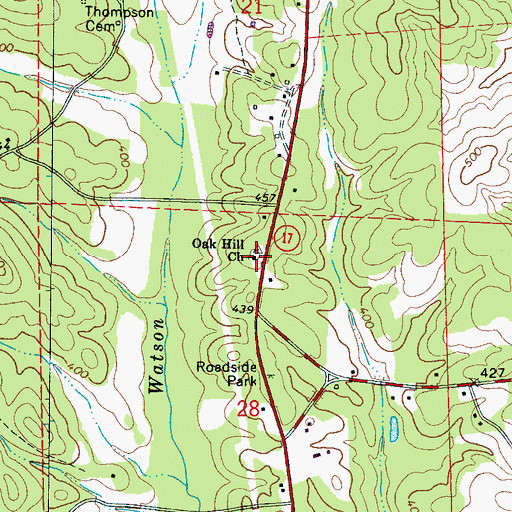 Topographic Map of Oak Hill Church, AL