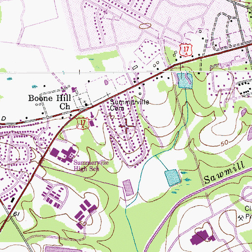 Topographic Map of Oakdale Estates, SC