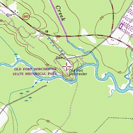 Topographic Map of Old Fort Dorchester State Historical Park, SC