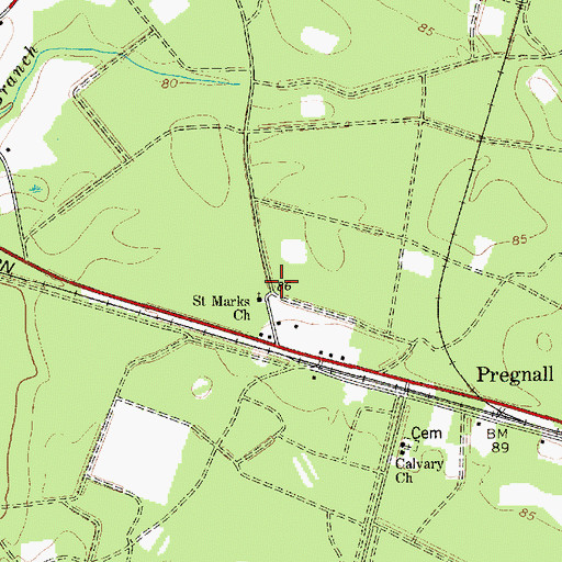 Topographic Map of Pregnall School (historical), SC