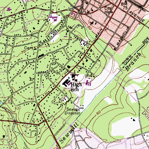 Topographic Map of Rollings Middle School of the Arts, SC
