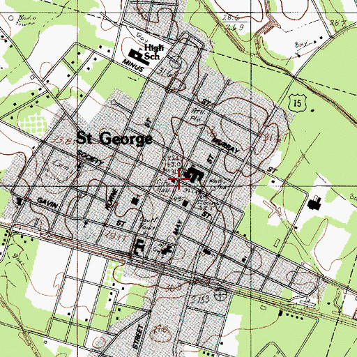 Topographic Map of Saint George City Hall, SC