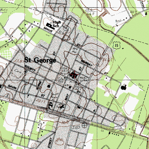 Topographic Map of Saint George Elementary School, SC