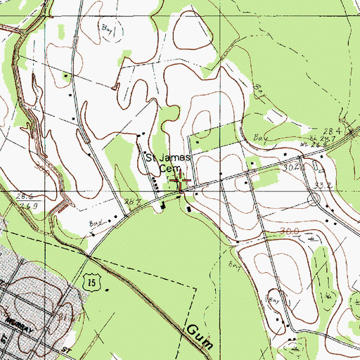 Topographic Map of Saint James Cemetery, SC