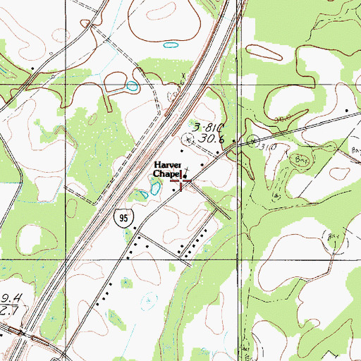 Topographic Map of Saint Peters School (historical), SC