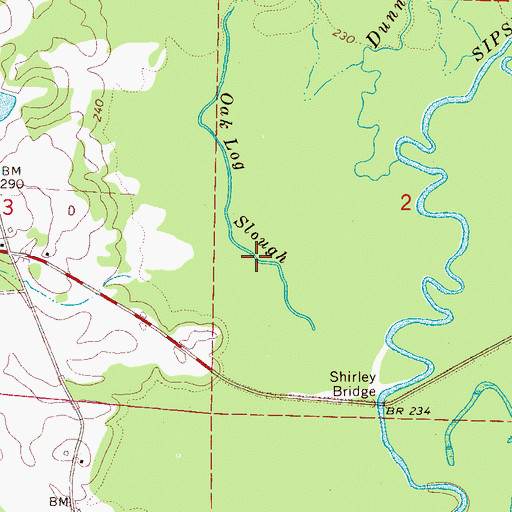 Topographic Map of Oak Log Slough, AL
