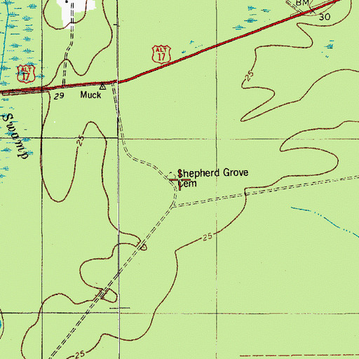 Topographic Map of Shepherd Grove School (historical), SC