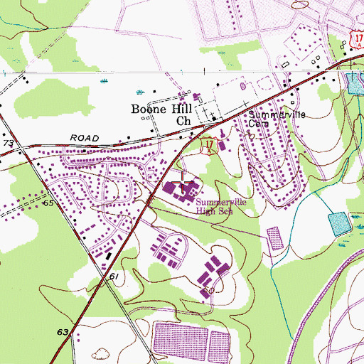 Topographic Map of Summerville High School, SC