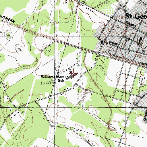 Topographic Map of Williams Memorial Elementary School, SC