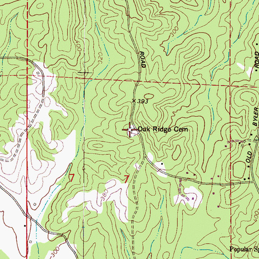 Topographic Map of Oak Ridge Cemetery, AL