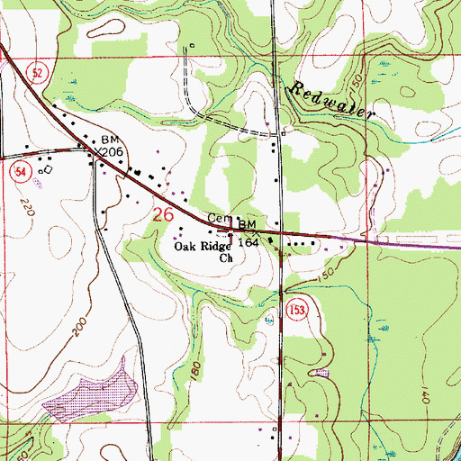Topographic Map of Oak Ridge Church of Christ, AL