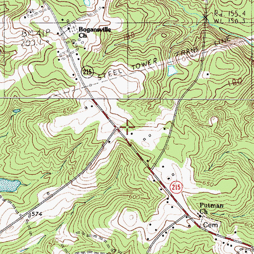 Topographic Map of Bogansville Church (historical), SC