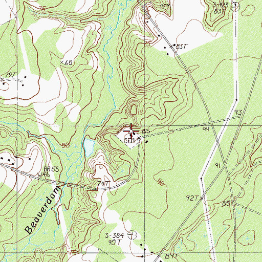 Topographic Map of Beaver Dam Church, SC