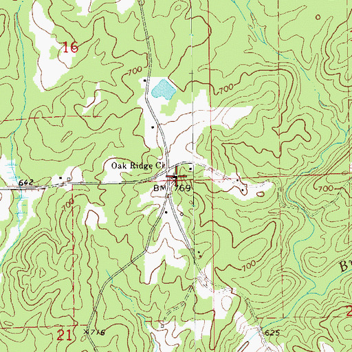 Topographic Map of Oak Ridge Church, AL