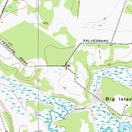 Topographic Map of Cole Island Fish Camp (historical), SC