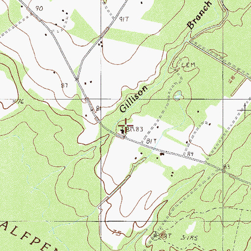 Topographic Map of Gillison Branch Baptist Church, SC
