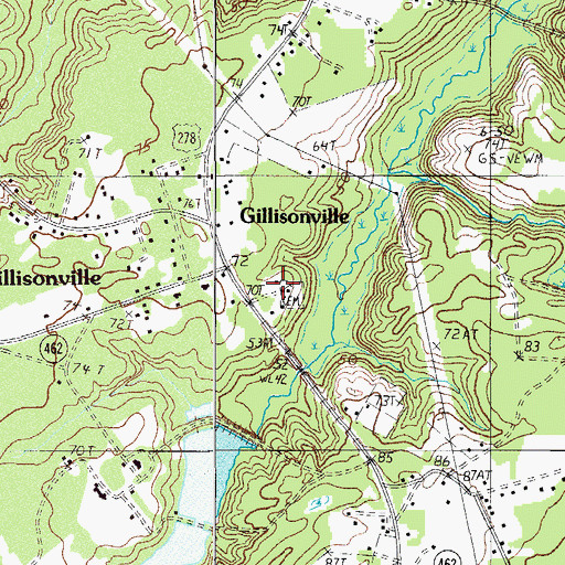 Topographic Map of Gillisonville Baptist Church, SC