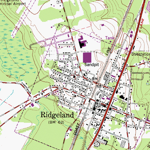 Topographic Map of Jasper County Courthouse, SC