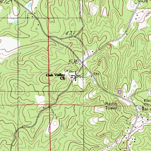 Topographic Map of Oak Valley Church, AL