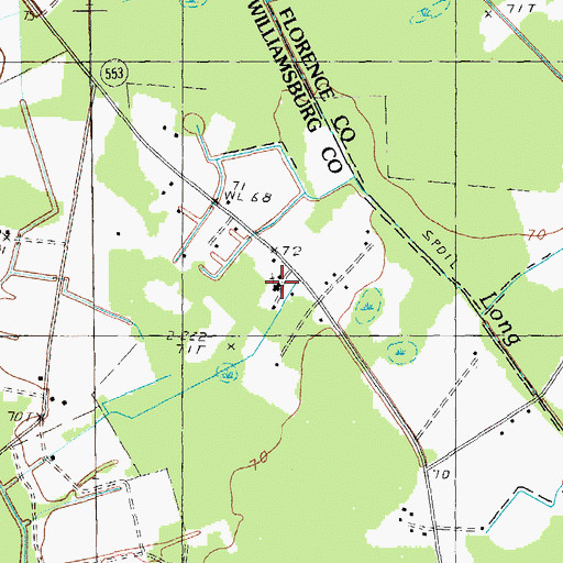 Topographic Map of Beulah Church, SC