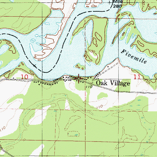Topographic Map of Oak Village, AL