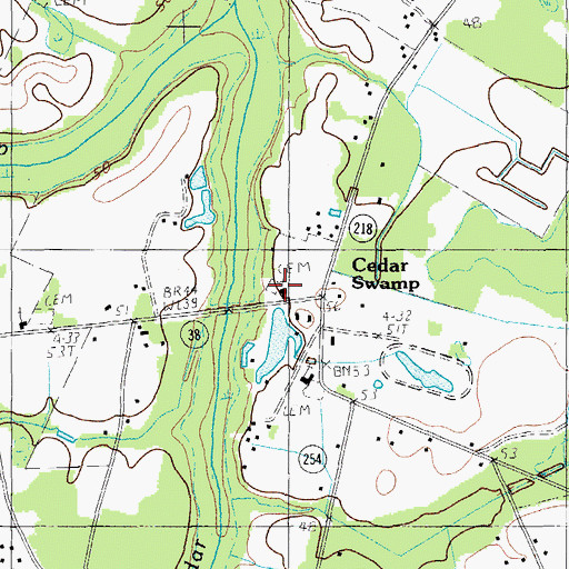 Topographic Map of Cedar Swamp Baptist Church, SC