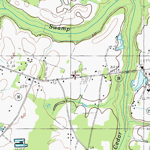 Topographic Map of Cedar Swamp Methodist Church, SC