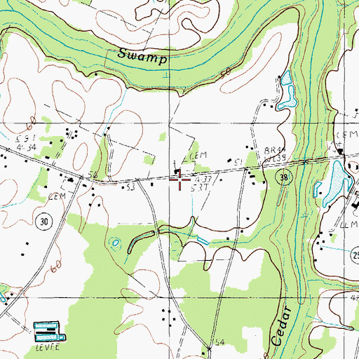 Topographic Map of Cedar Swamp School (historical), SC