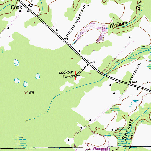Topographic Map of Cook Fire Tower, SC