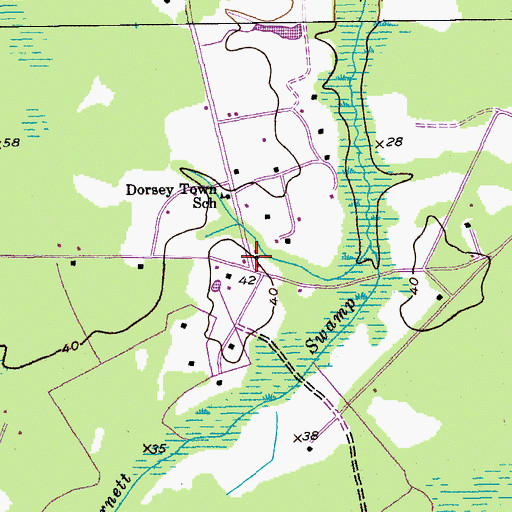 Topographic Map of Dorseytown, SC