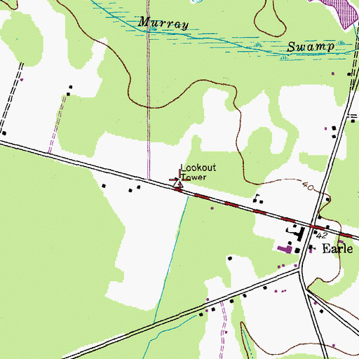 Topographic Map of Earle Lookout Tower, SC