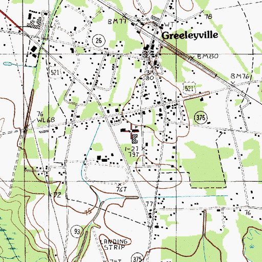 Topographic Map of Greeleyville Elementary School, SC