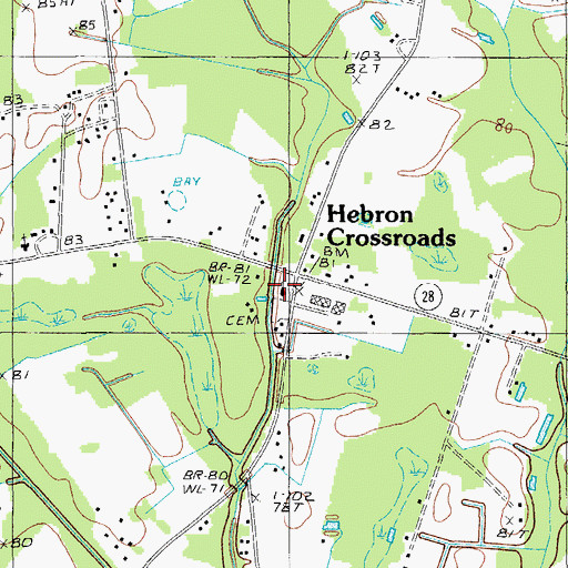 Topographic Map of Hebron Methodist Church, SC