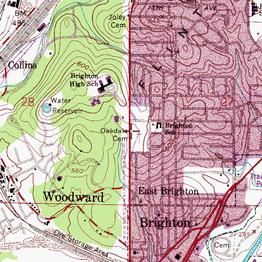 Topographic Map of Oakdale Cemetery, AL