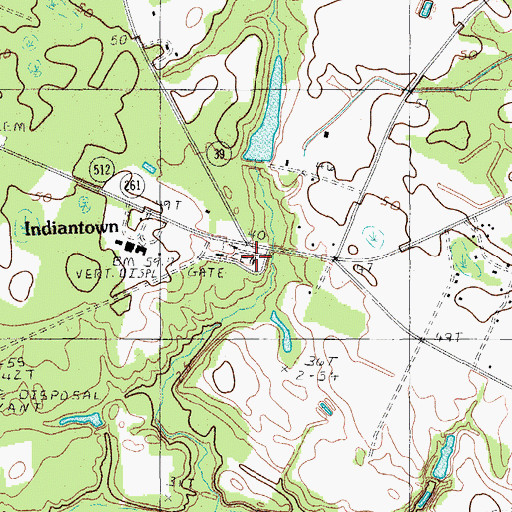 Topographic Map of Indiantown Cemetery, SC